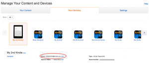 This is where you get your Kindle email address, and where you can change it as well
