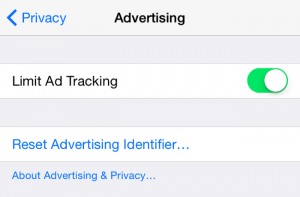 The screen where you limit the ad tracking on your iPhone/iPad/iPod Touch