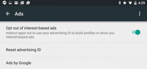 This is where you opt-out of interest-based ads