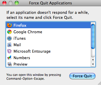 Mac manual force quit
